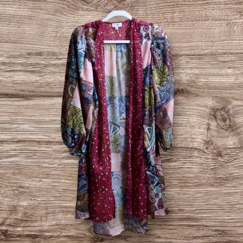 Umgee patchwork animal print kimono. Small